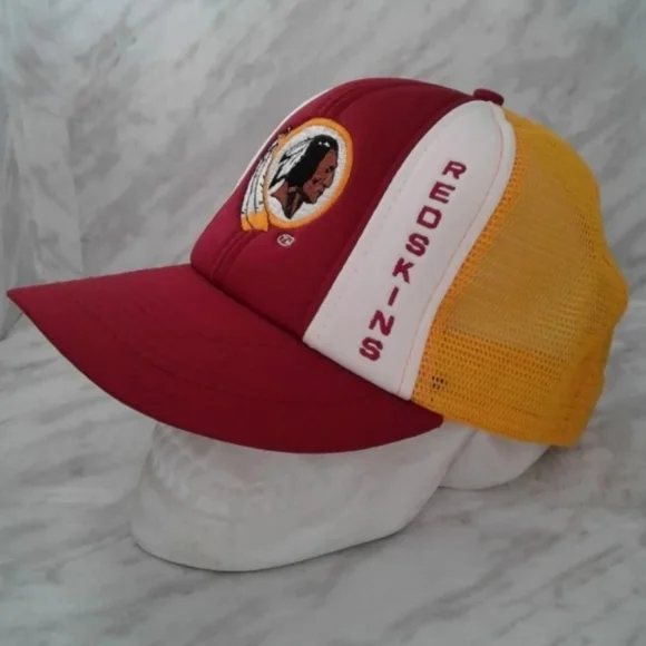 Washington Redskins AJD krystal NFL Vintage 80's Mesh Trucker Snapback Cap Hat - Picture 2 of 5